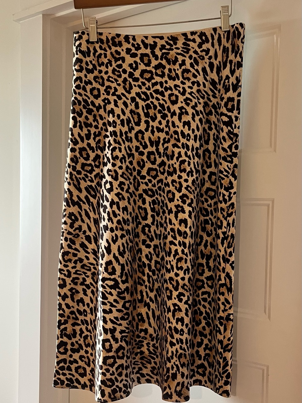 J. Crew Leopard Print Bias Midi Satin Slip Skirt - Beige and Black